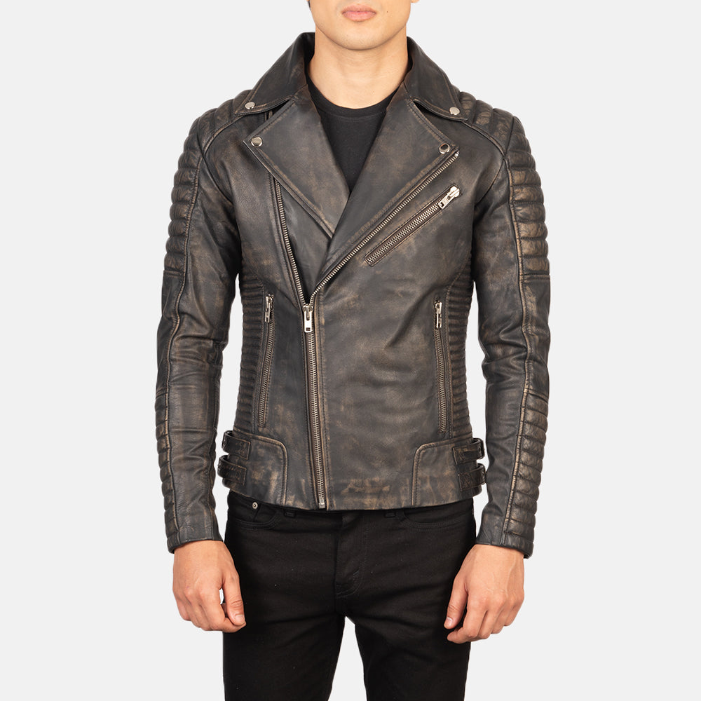 Men's Armand Distressed Brown Leather Biker Jacket – The Jacket Maker