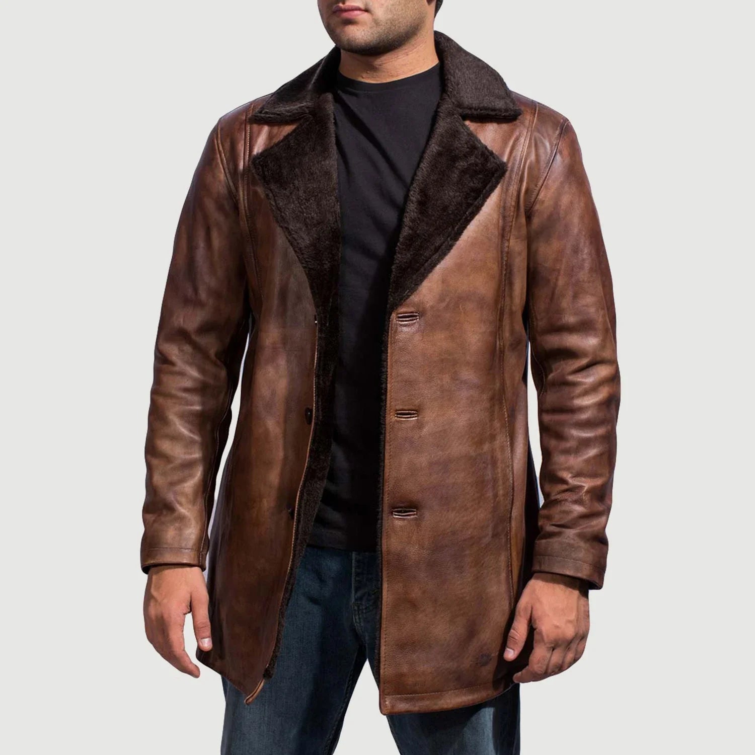 Fur leather coat mens shop