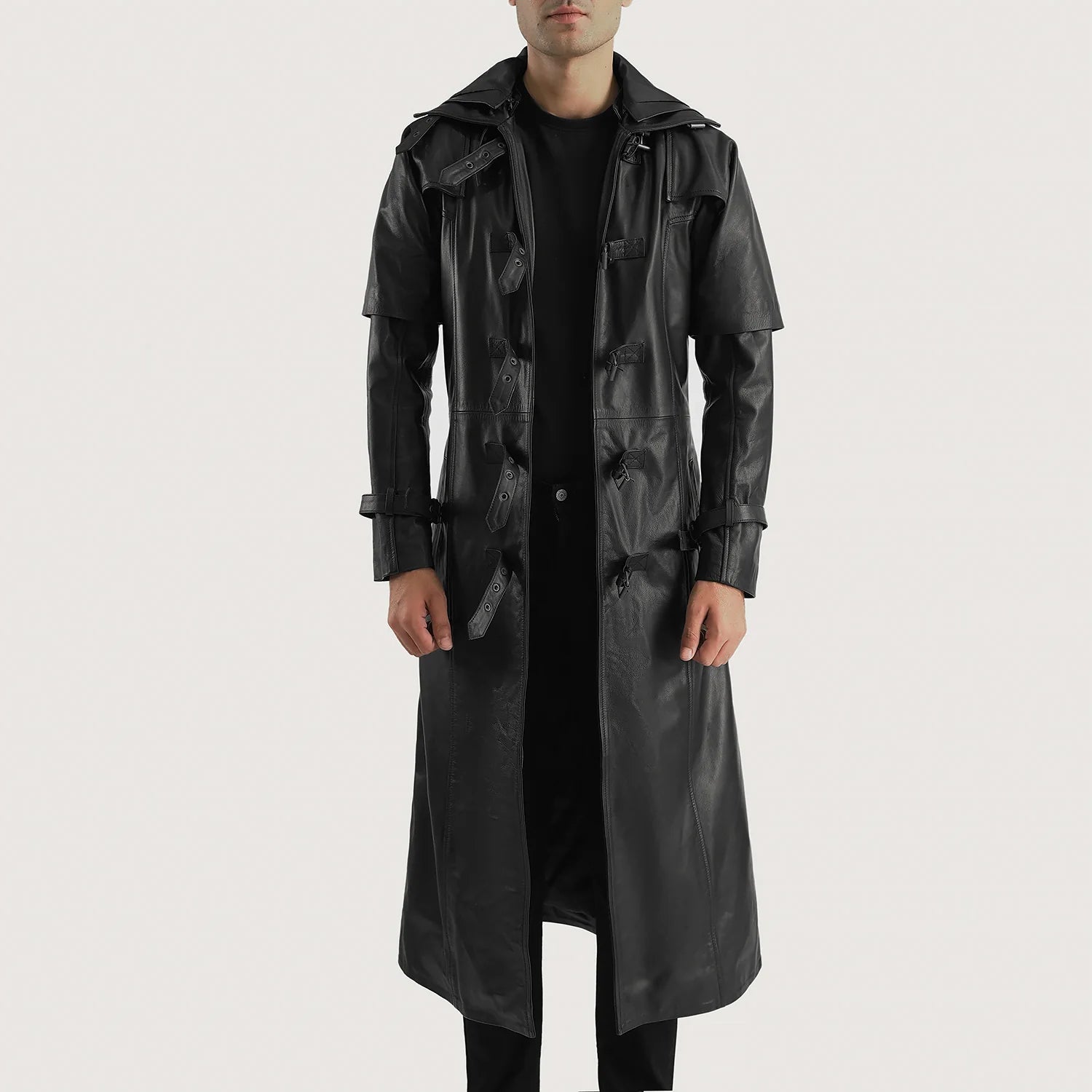 Male leather trench coat cheap